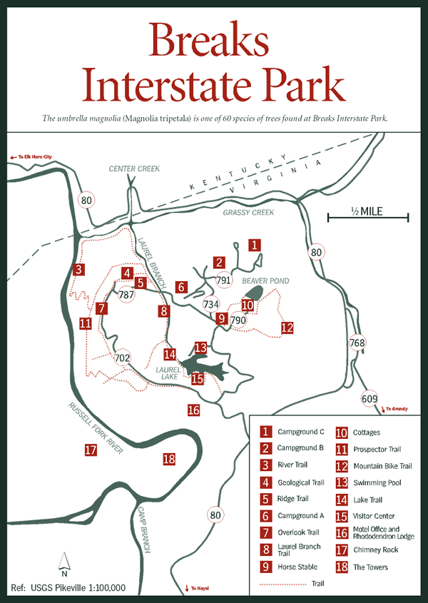 A map of Breaks Interstate Park.