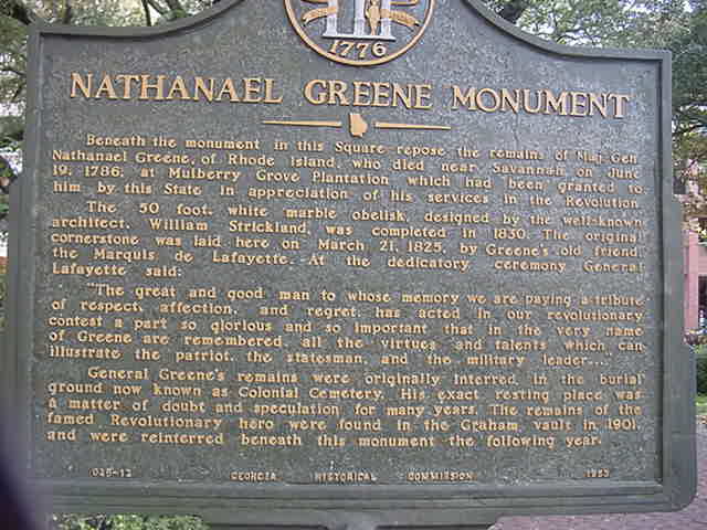 Johnson Square Nathaniel Greene Memorial Savannah Georgia
