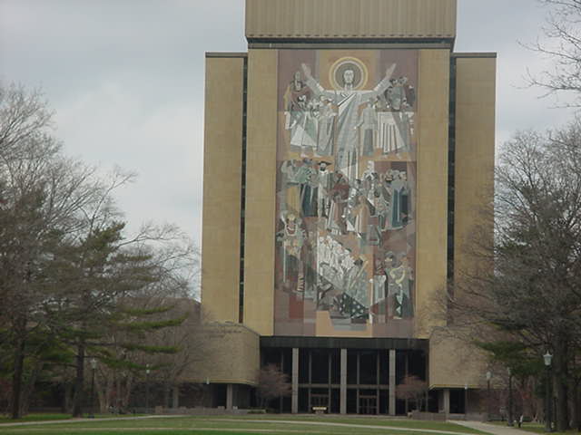 mural on the Hesburgh Library building at Notre Dame University South Bend Indiana